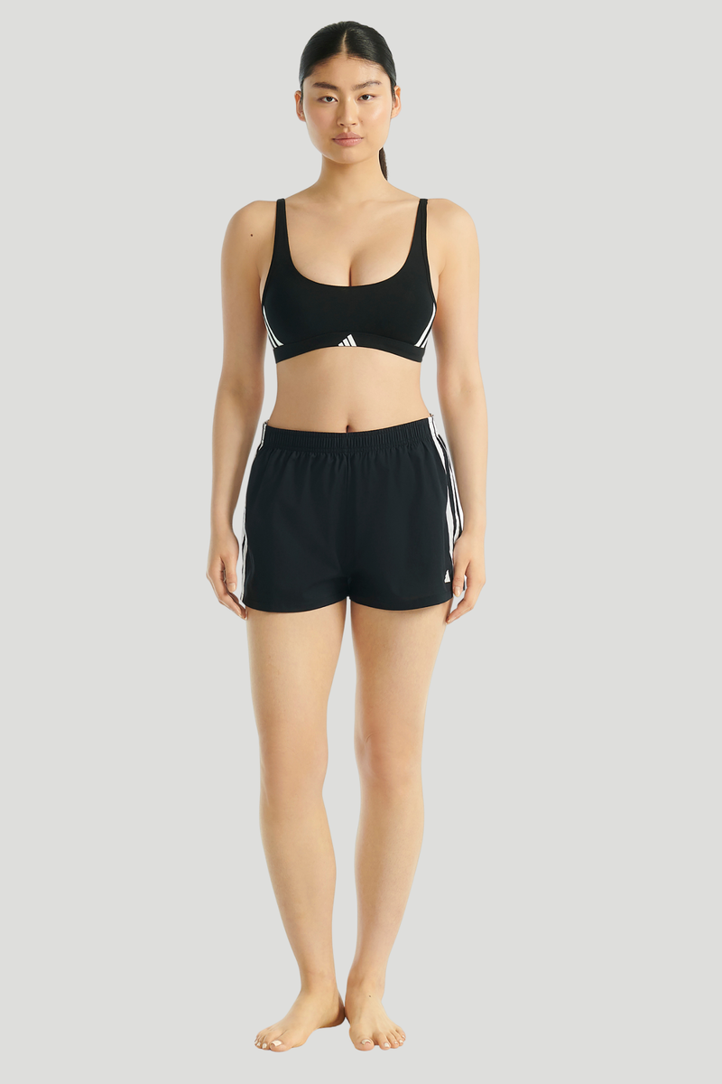 3 Stripe Scoop Bralette - Black