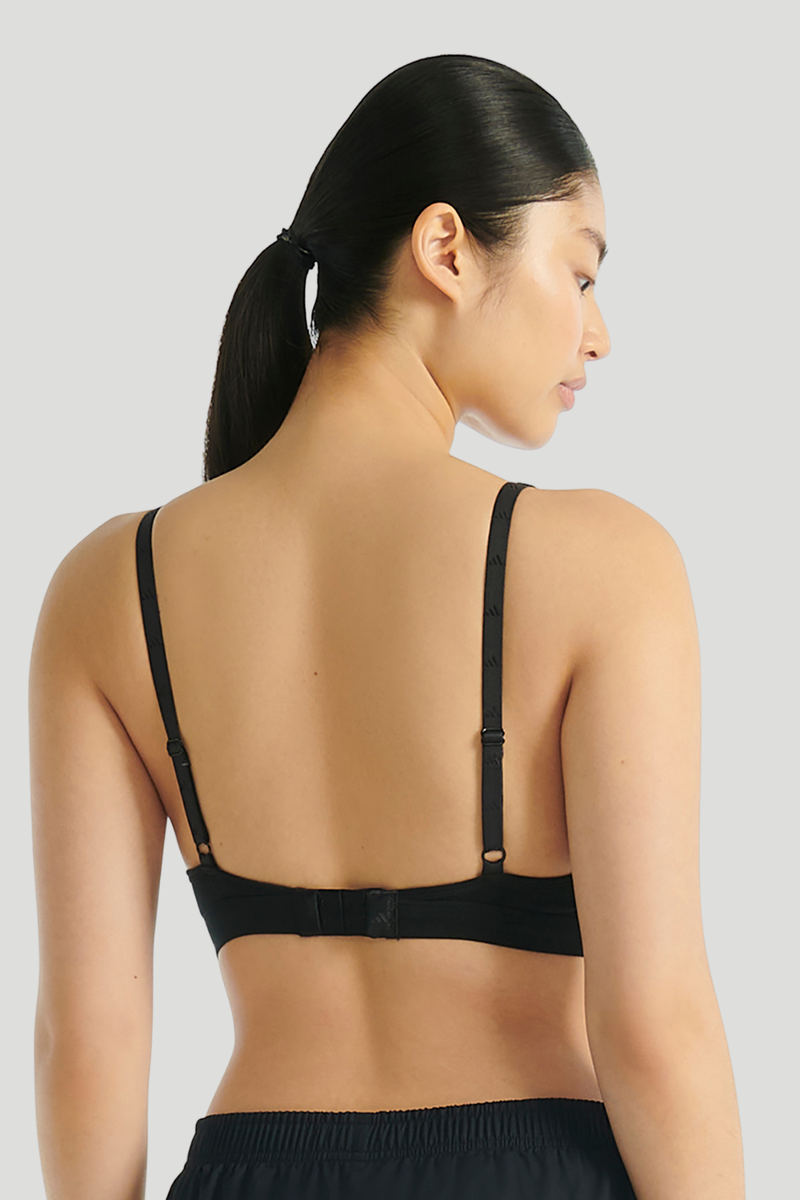 3 Stripe Scoop Bralette - Black