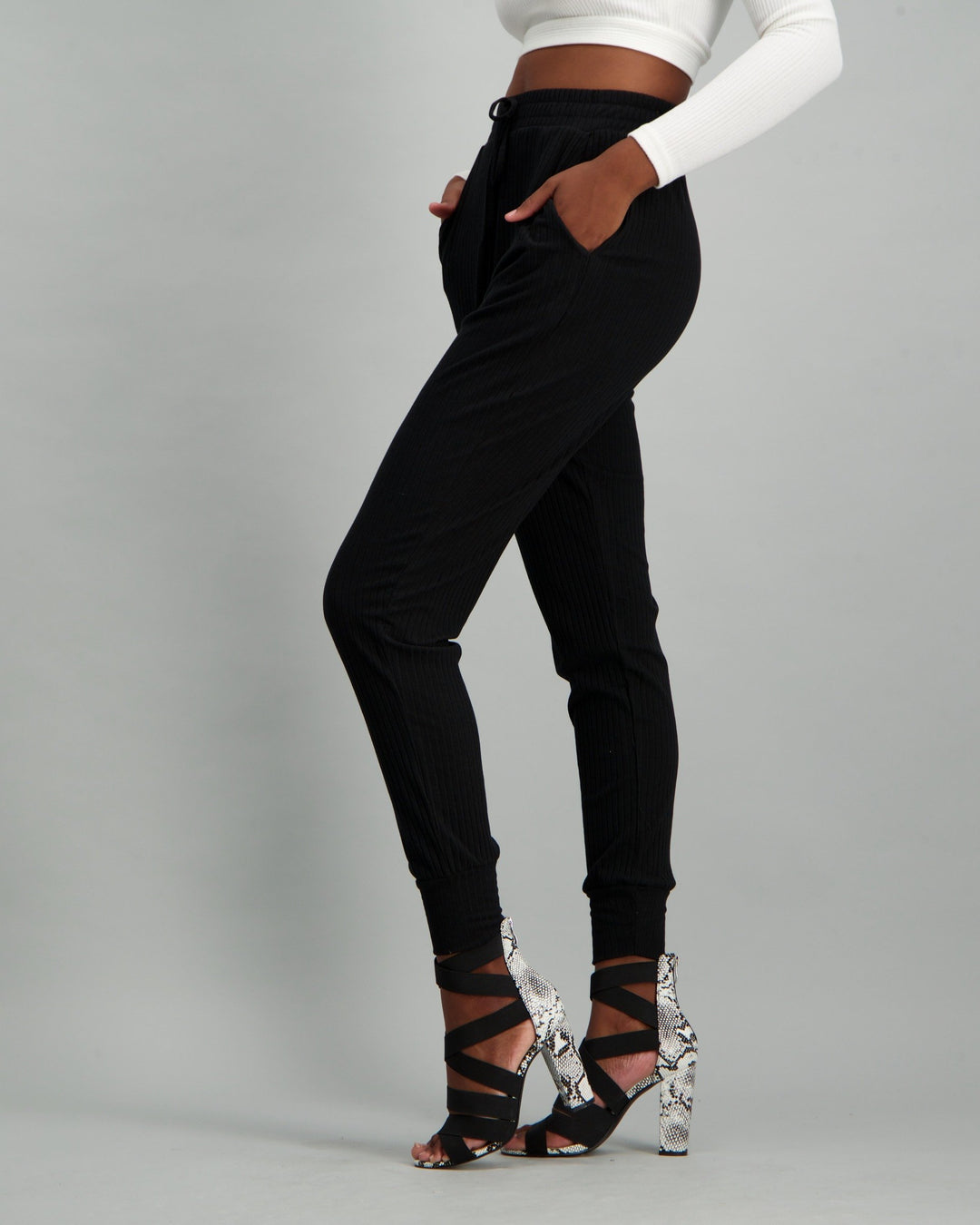 Ladies D/Cord Pocket Pants - Black