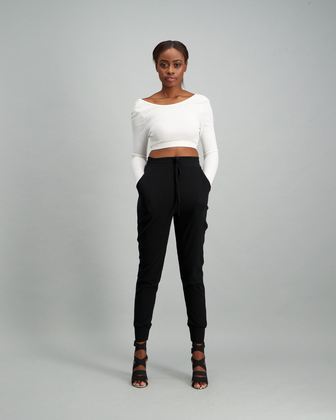 Ladies D/Cord Pocket Pants - Black