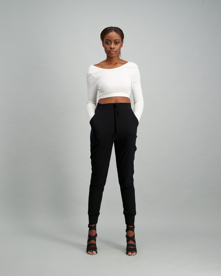Ladies D/Cord Pocket Pants - Black