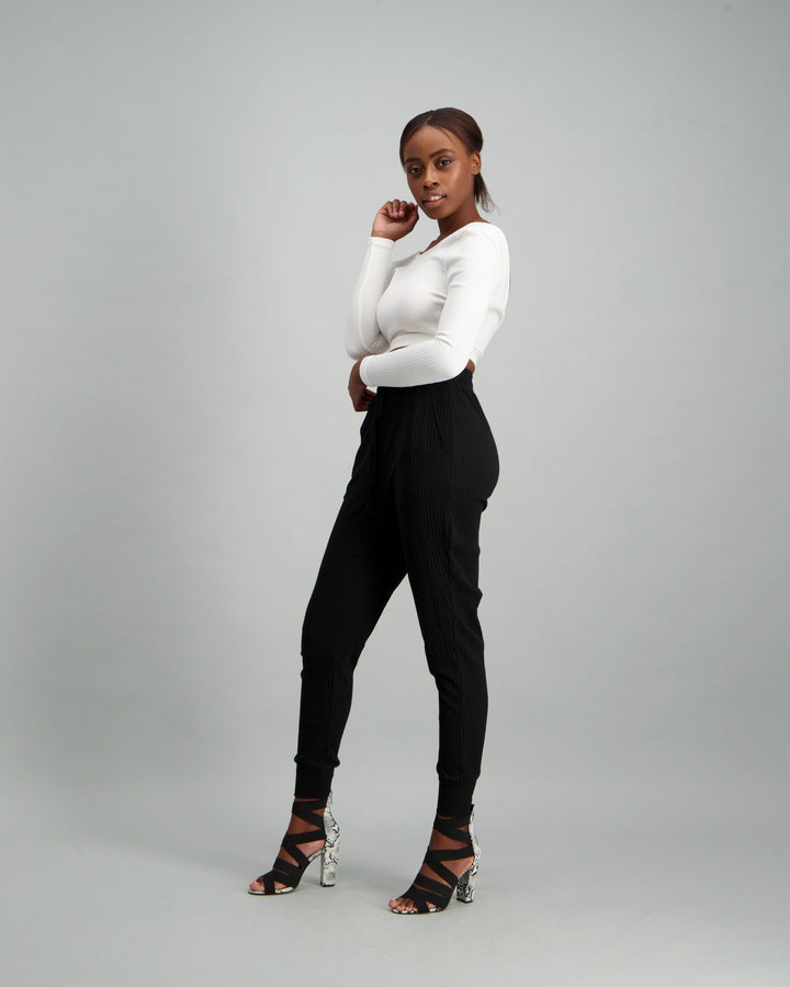 Ladies D/Cord Pocket Pants - Black