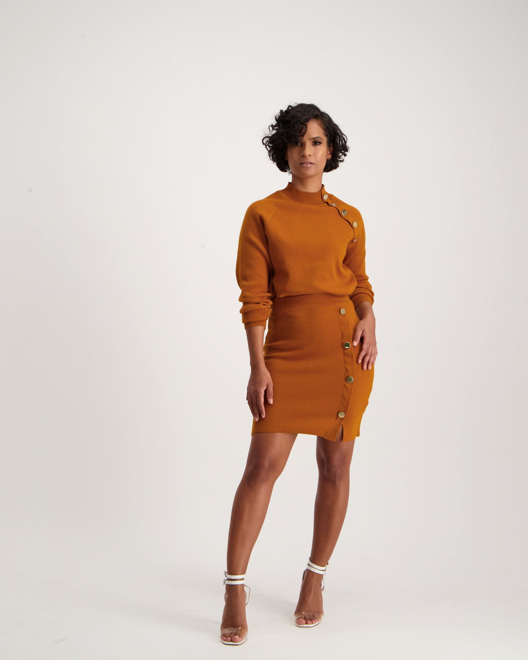 Ladies-Button Detail Skirt