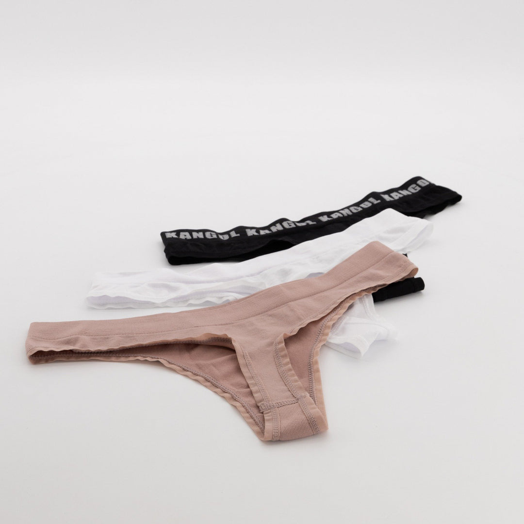 Ladies 3 Pack Thong - Nude