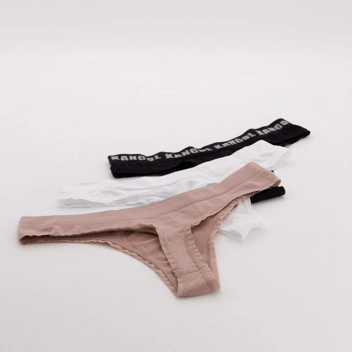 Ladies 3 Pack Thong - Nude