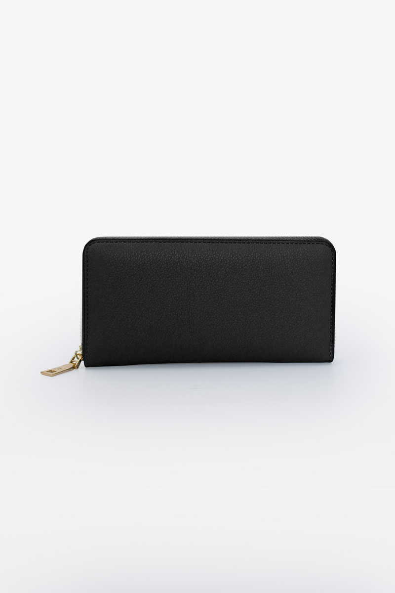 Charlotte Light Text Zip Around Purse - Black