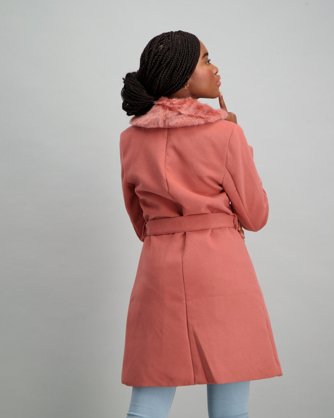 Ladies Fur Colour Melton Jacket - Blush