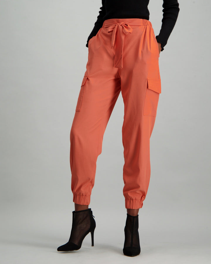 Ladies Utility Tie Front Soft Pant - Apricot