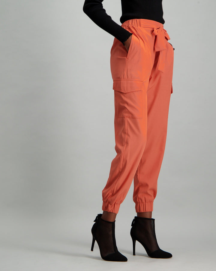 Ladies Utility Tie Front Soft Pant - Apricot