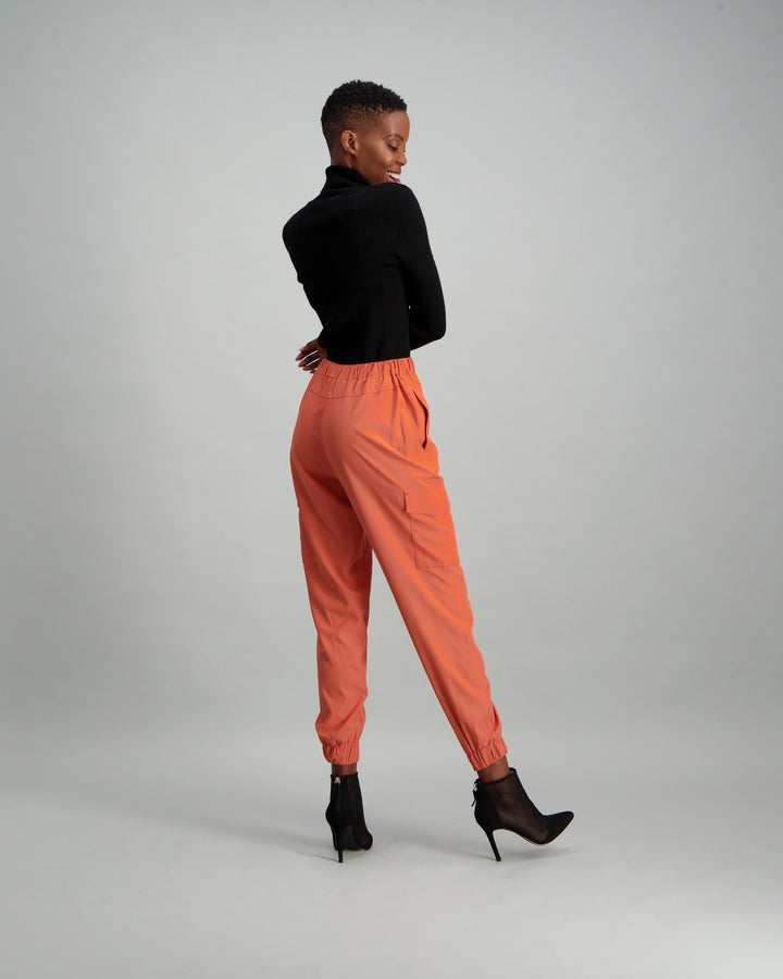 Ladies Utility Tie Front Soft Pant - Apricot
