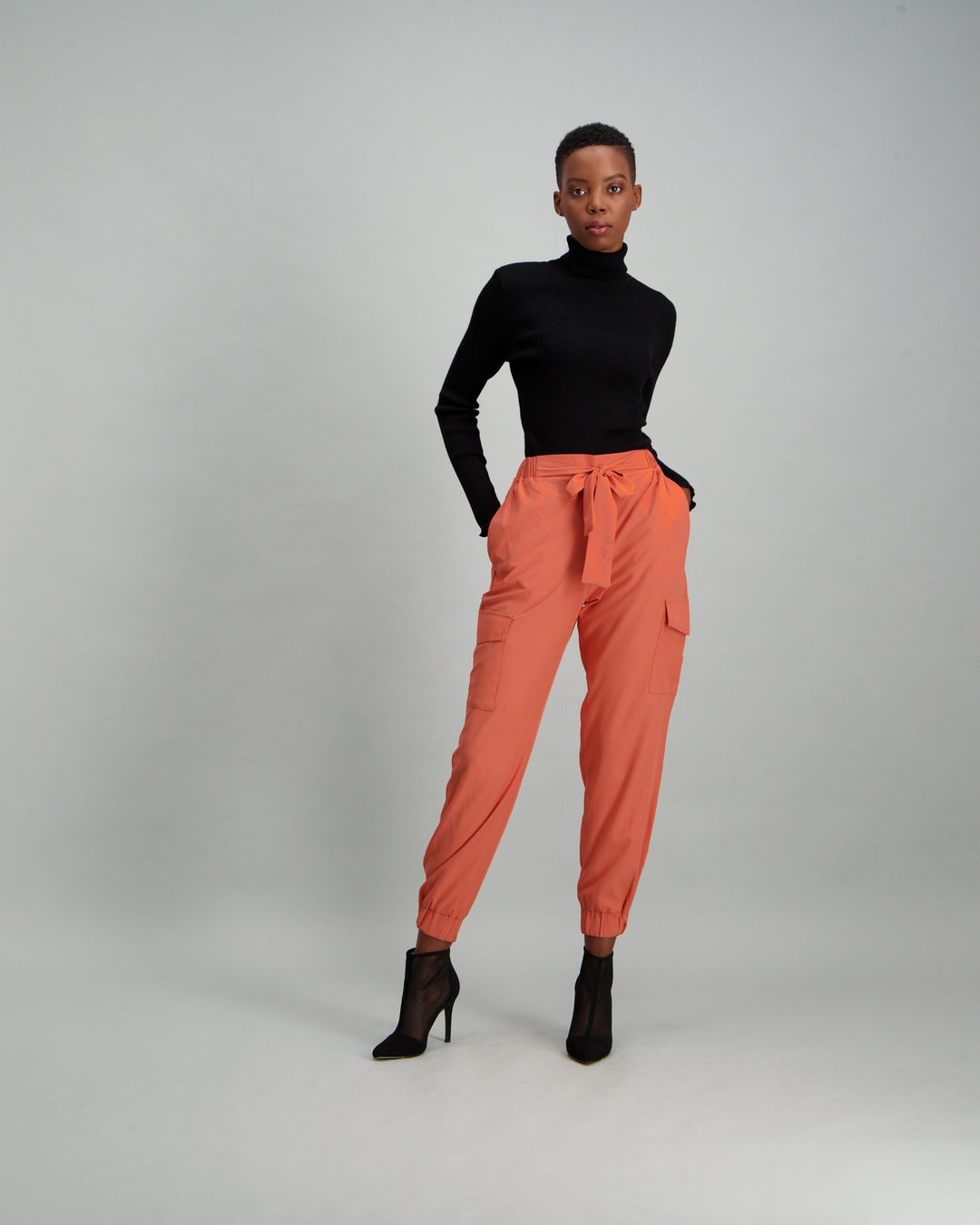 Ladies Utility Tie Front Soft Pant - Apricot