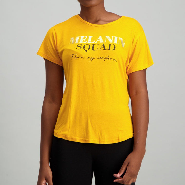 Ladies Slogan T-Shirt - Mustard