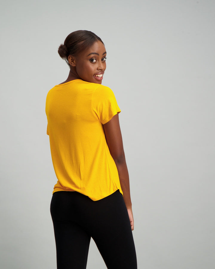 Ladies Slogan T-Shirt - Mustard