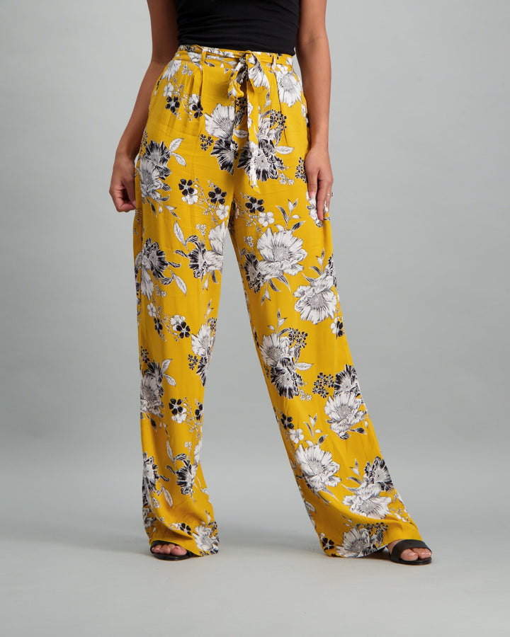 Ladies Print Pant - Mustard