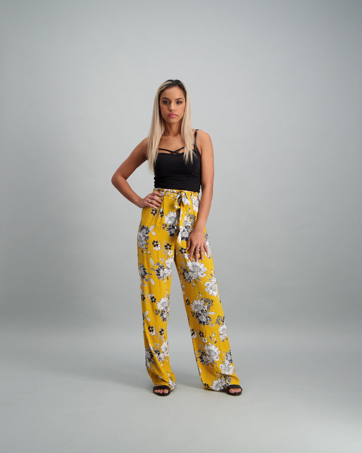 Ladies Print Pant - Mustard
