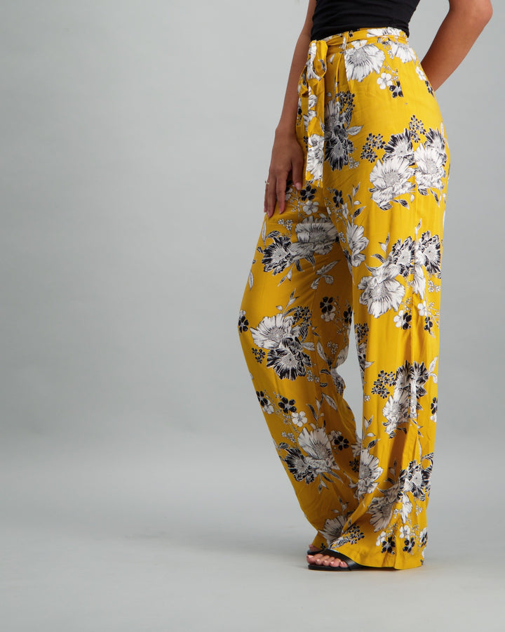 Ladies Print Pant - Mustard