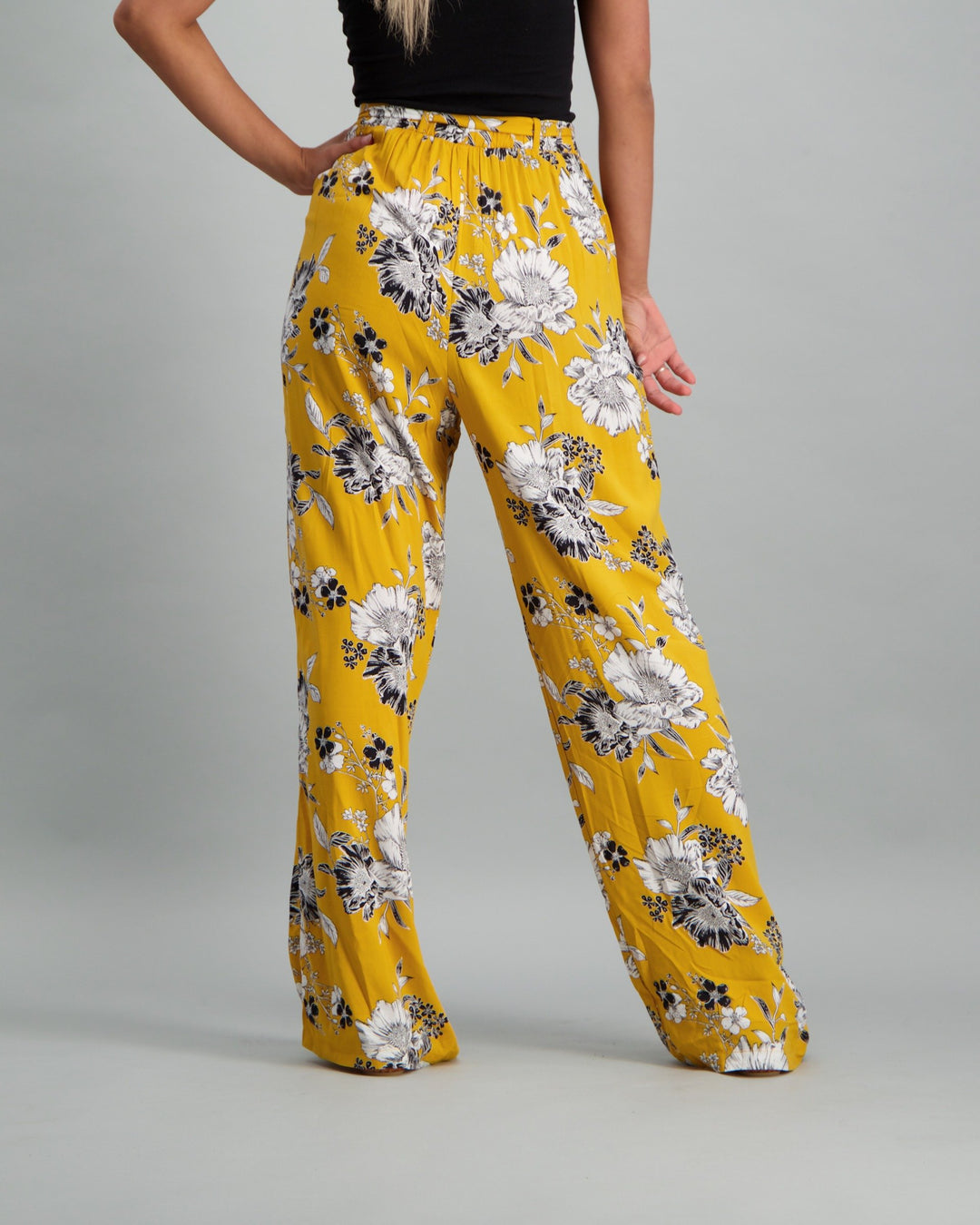Ladies Print Pant - Mustard