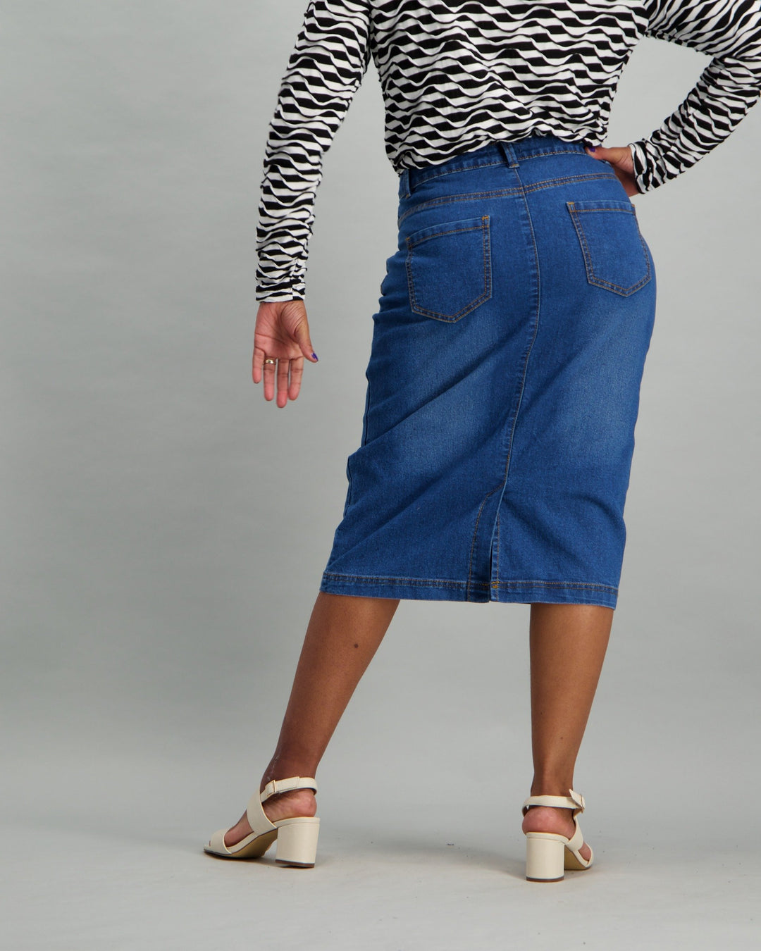 Ladies Mid Wash Denim Skirt