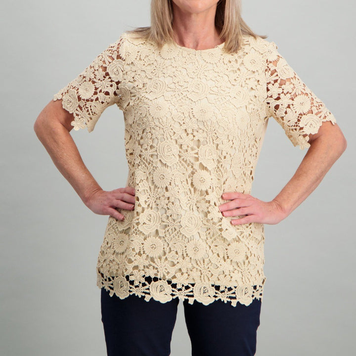 Ladies Lace Top - Stone