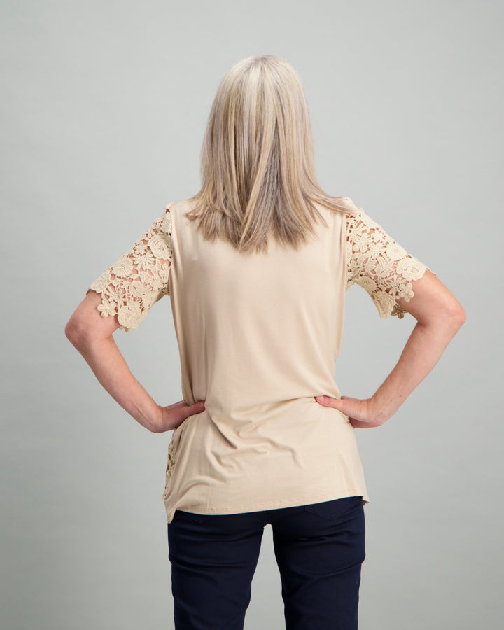 Ladies Lace Top - Stone