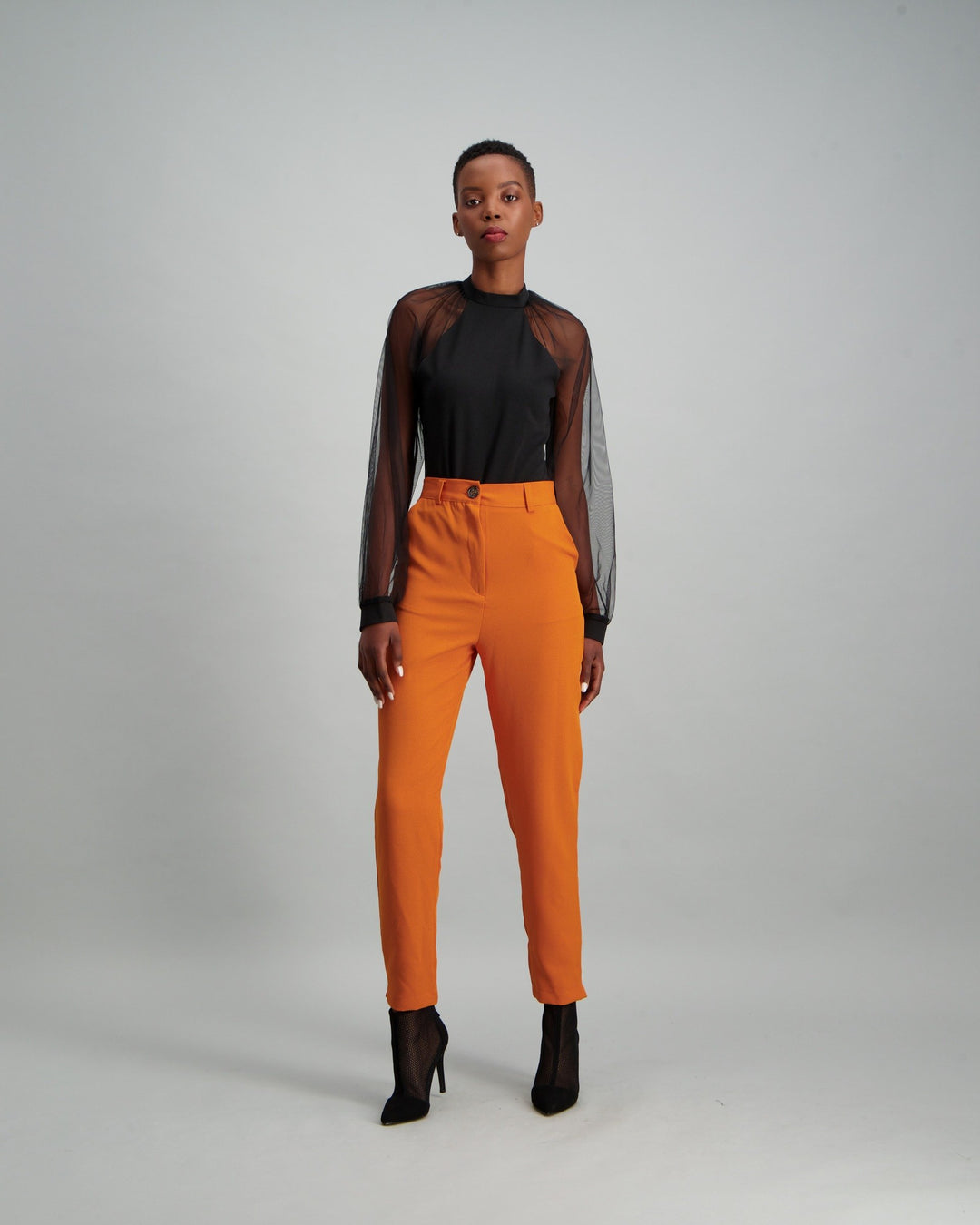 Ladies Long Puff Sleeve Bodysuit - Black