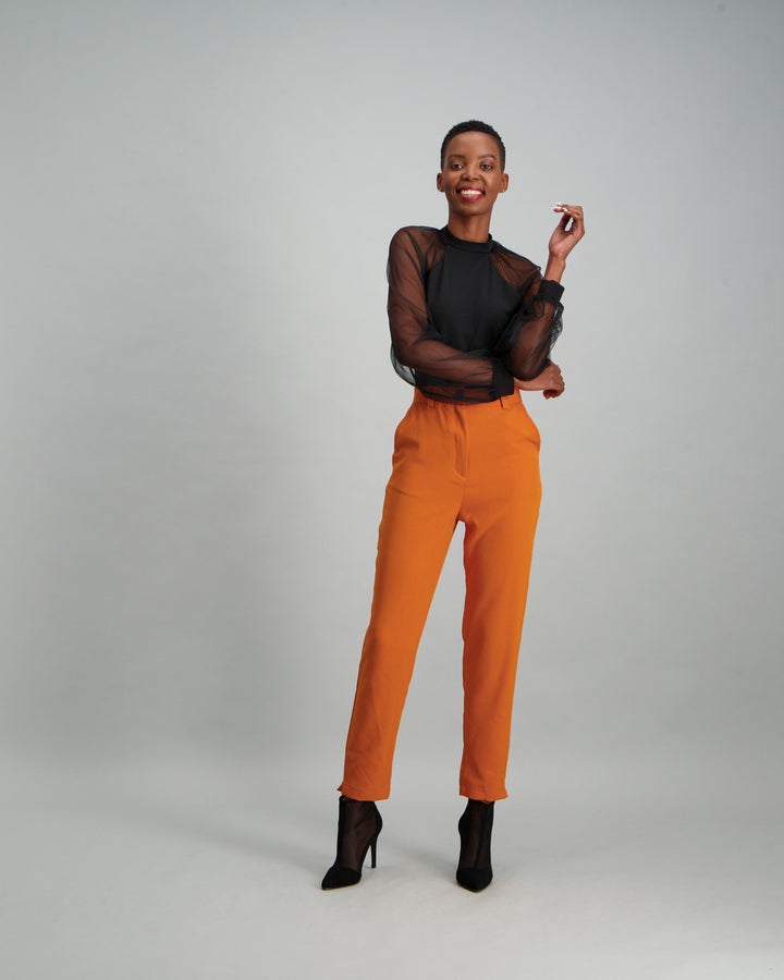 Ladies Long Puff Sleeve Bodysuit - Black