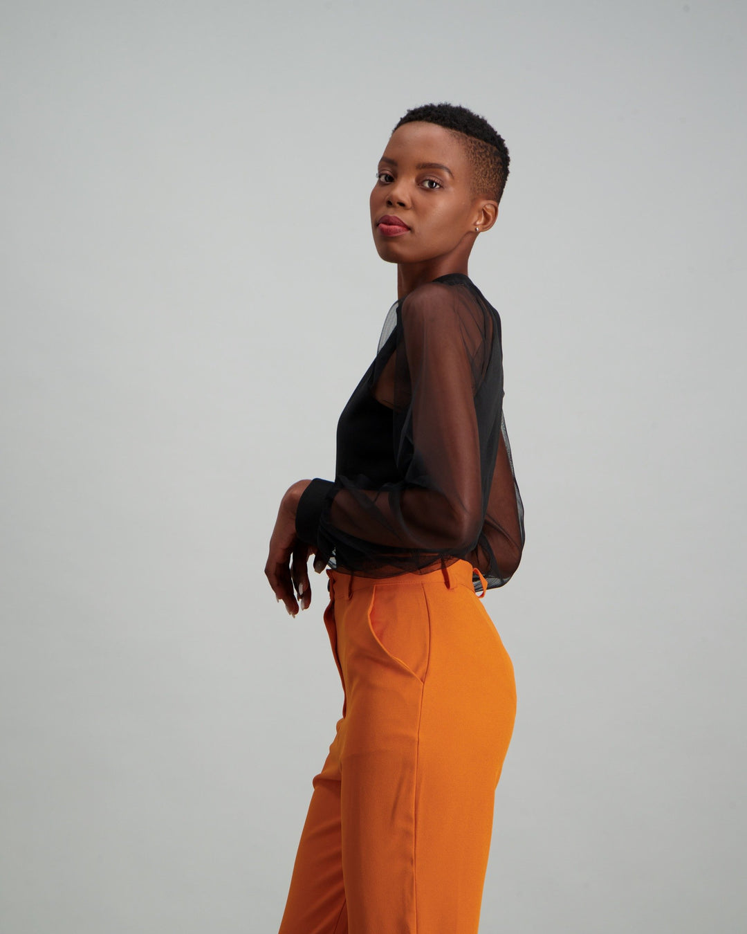 Ladies Long Puff Sleeve Bodysuit - Black