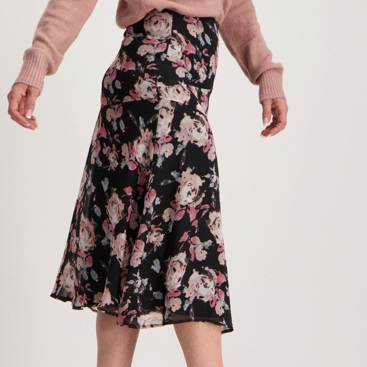 Ladies Floral Skirt - Black