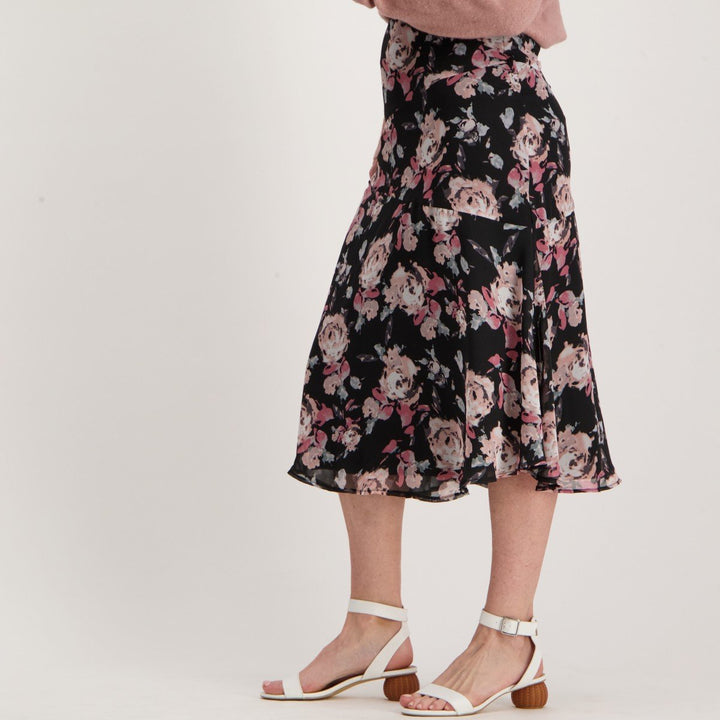 Ladies Floral Skirt - Black