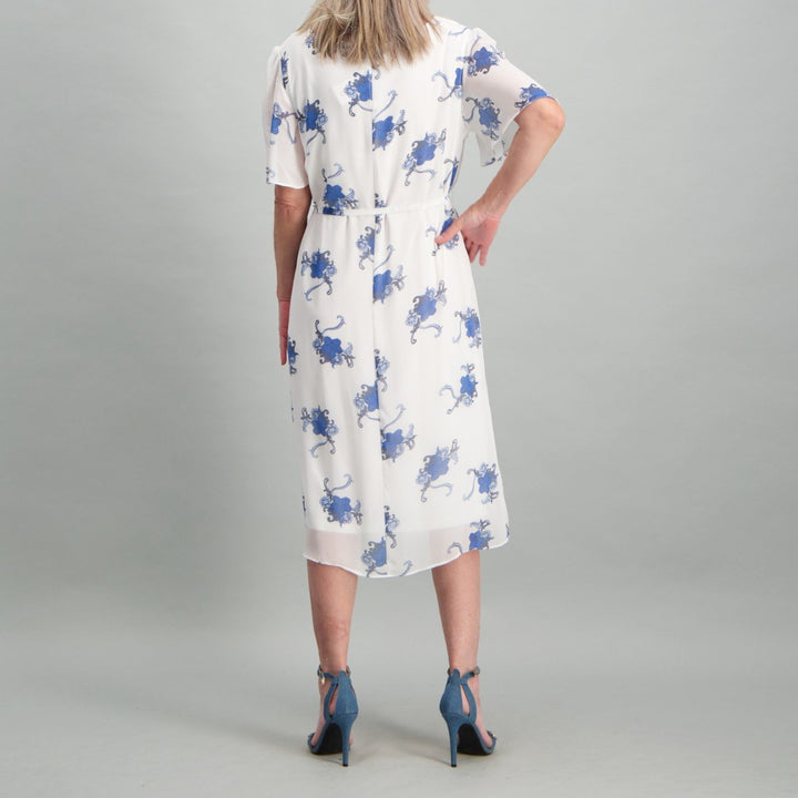 Ladies Print Sheath Dress - Cream