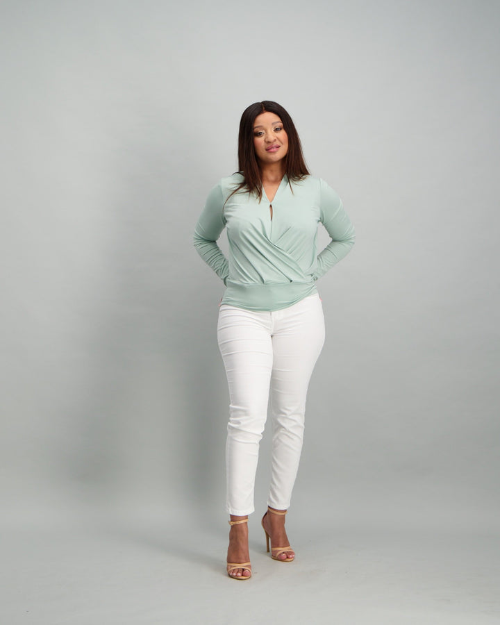 Ladies Cowl Neck Top - Mint