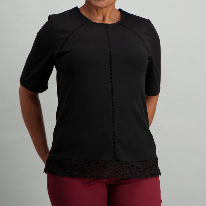 Ladies Flared Sleeve Top - Black