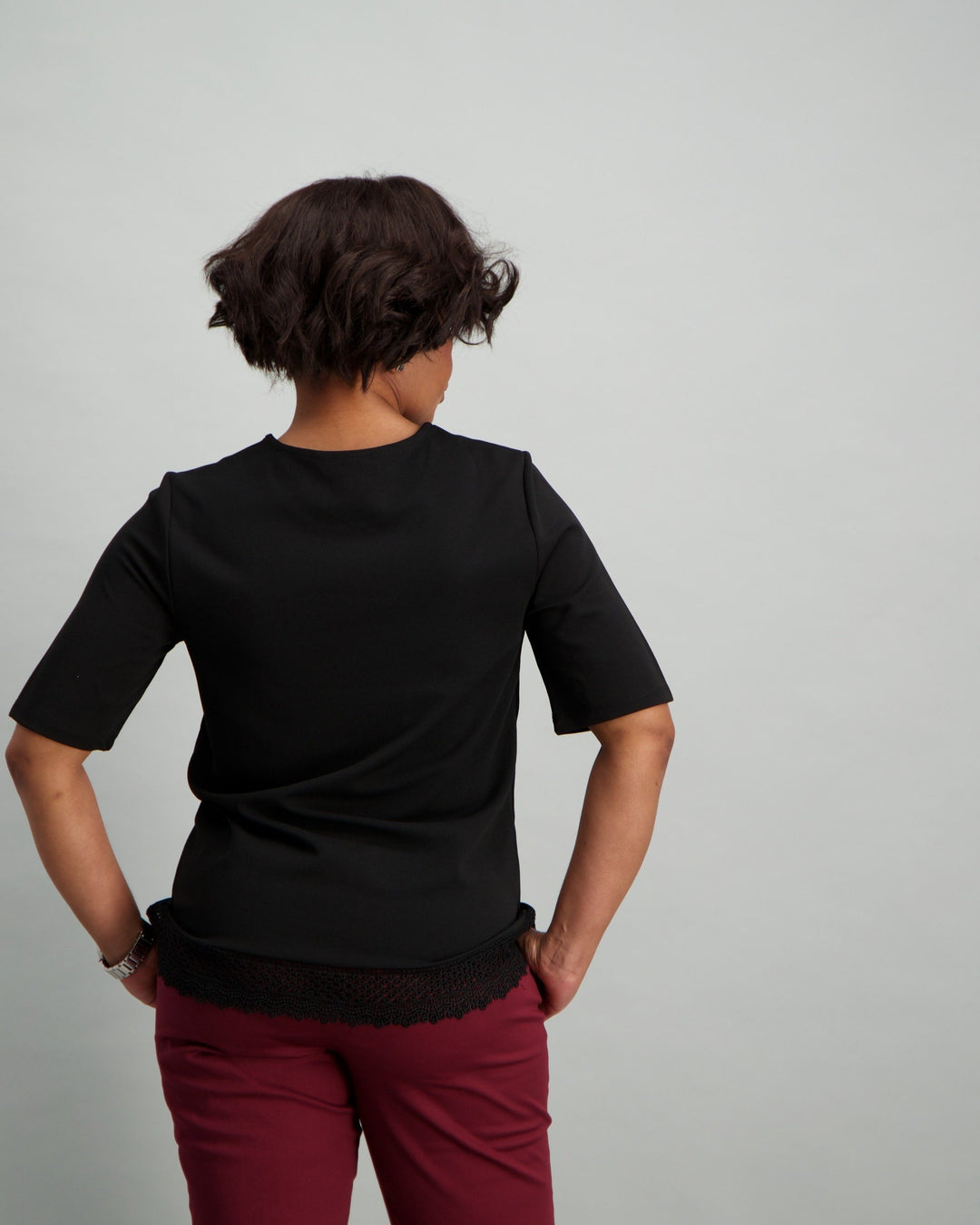 Ladies Flared Sleeve Top - Black