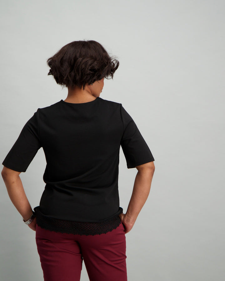 Ladies Flared Sleeve Top - Black