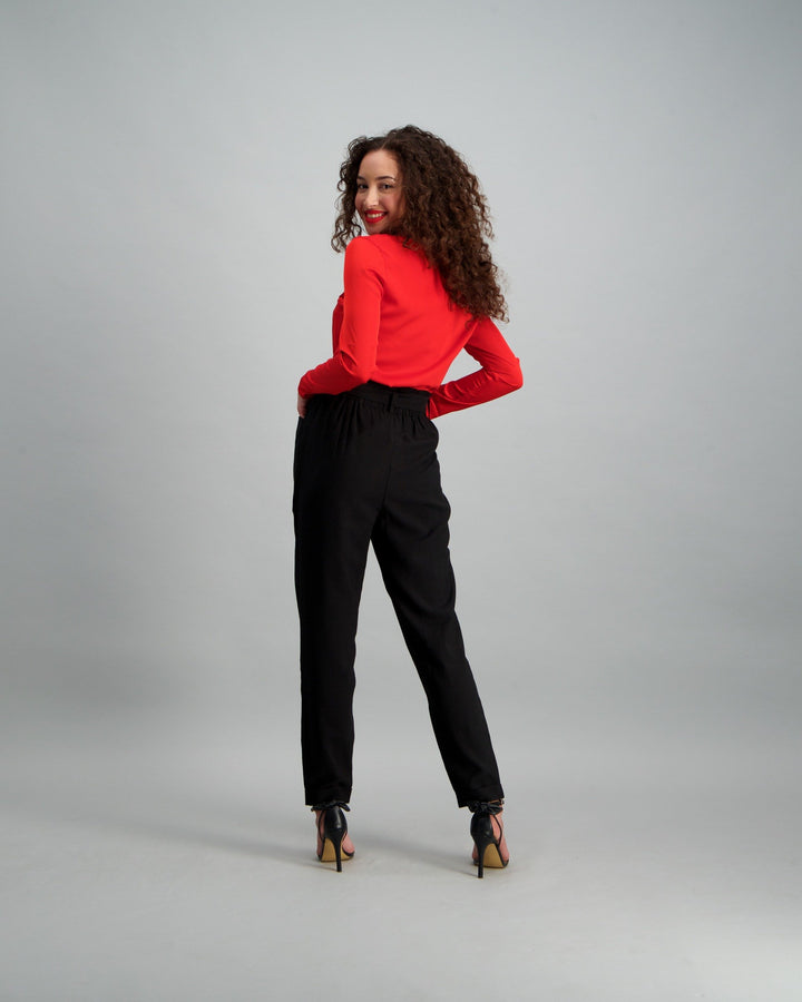 Ladies Paper Bag Pant - Black