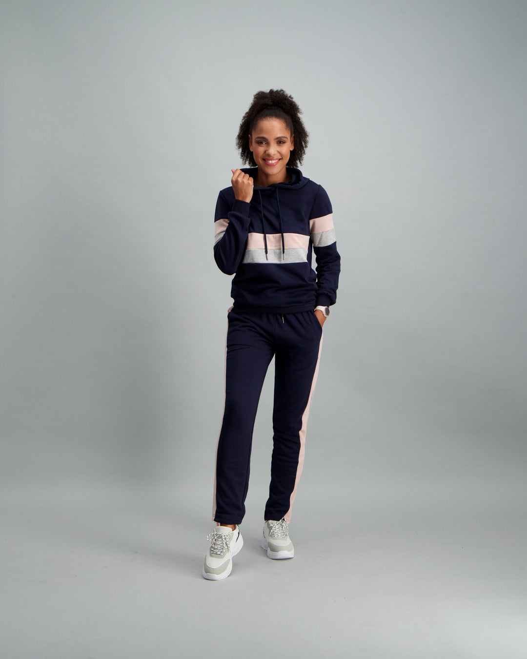 Ladies Navy & Pink Fleece Track Pant