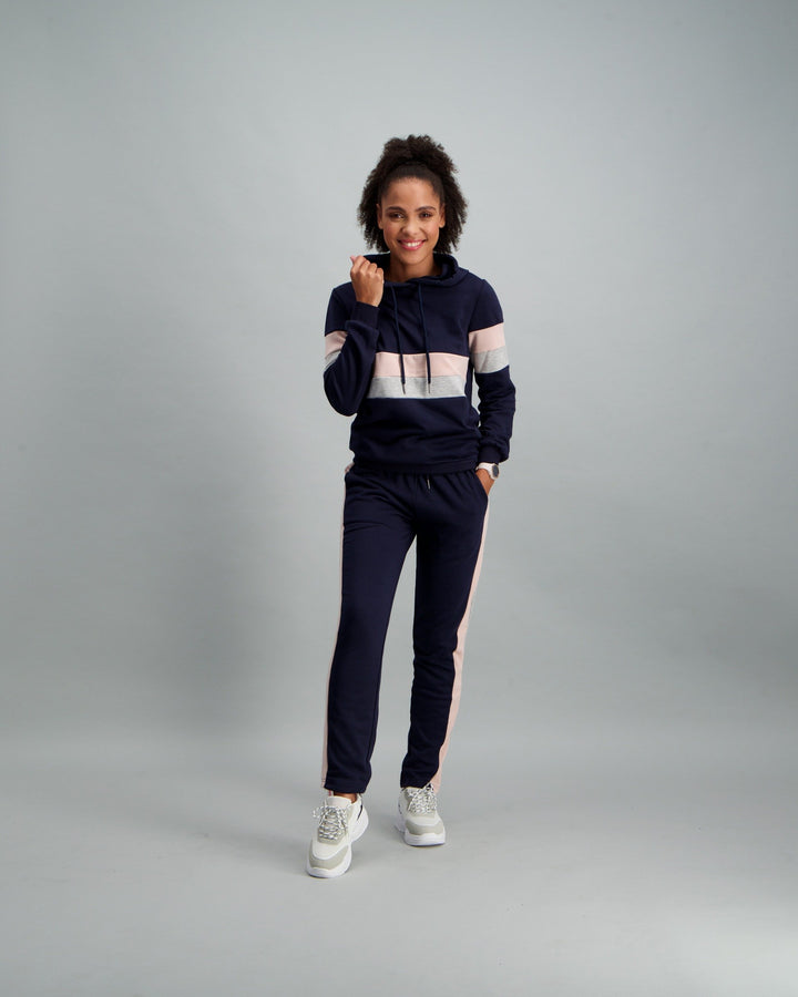 Ladies Navy & Pink Fleece Track Pant
