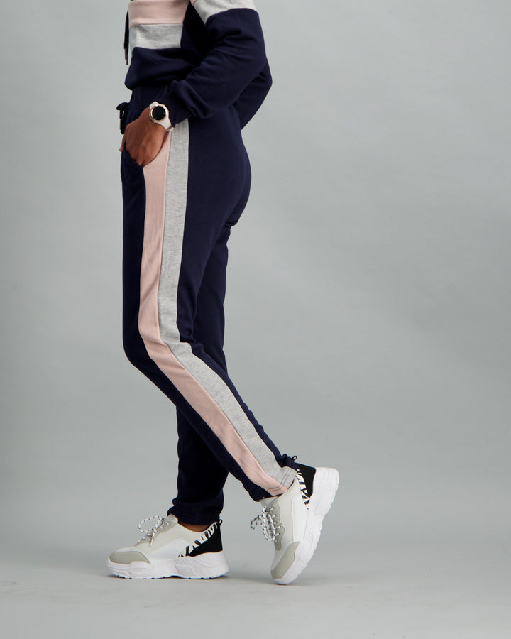 Ladies Navy & Pink Fleece Track Pant