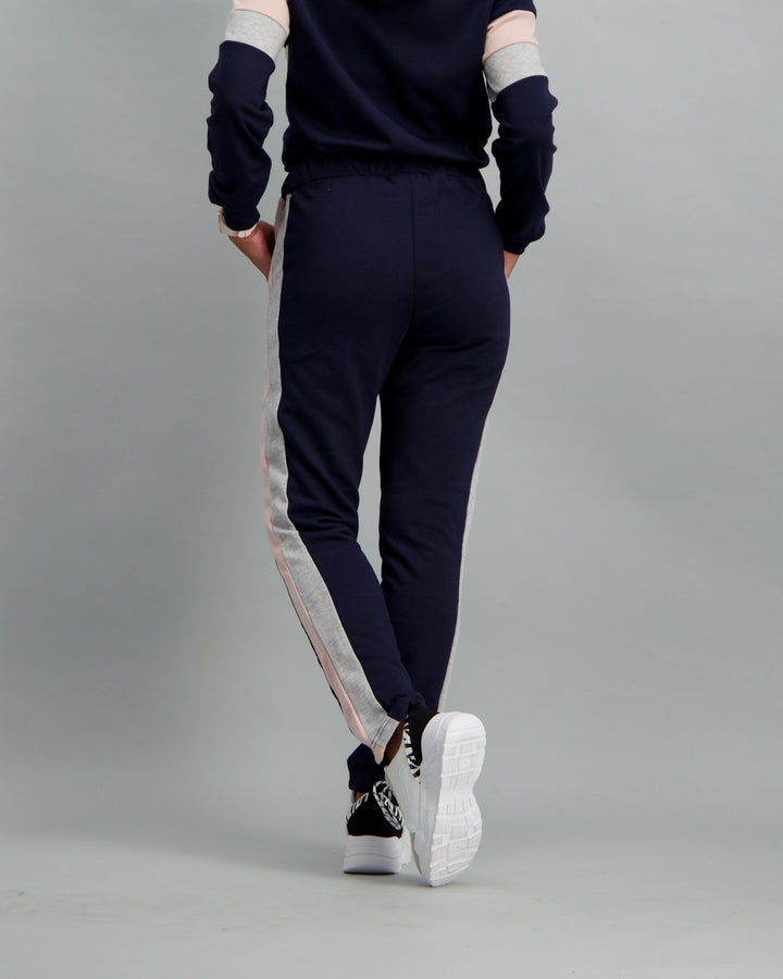 Ladies Navy & Pink Fleece Track Pant