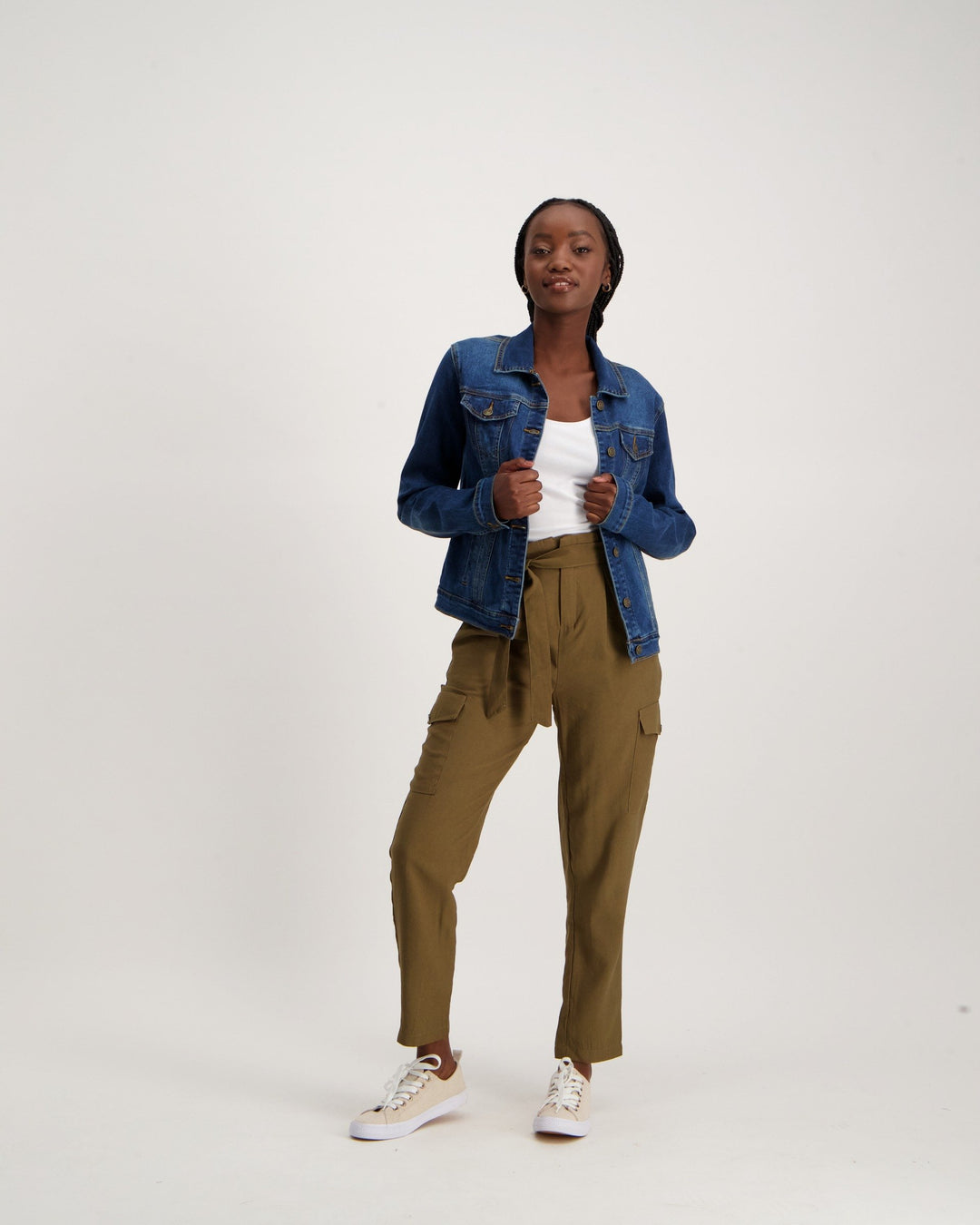 Ladies Mid Wash Dark Blue Denim Jacket