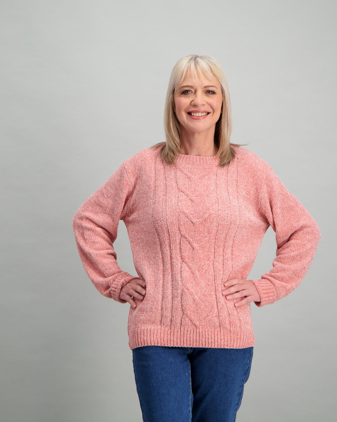 Ladies Chenille Jumper - Dusty Pink