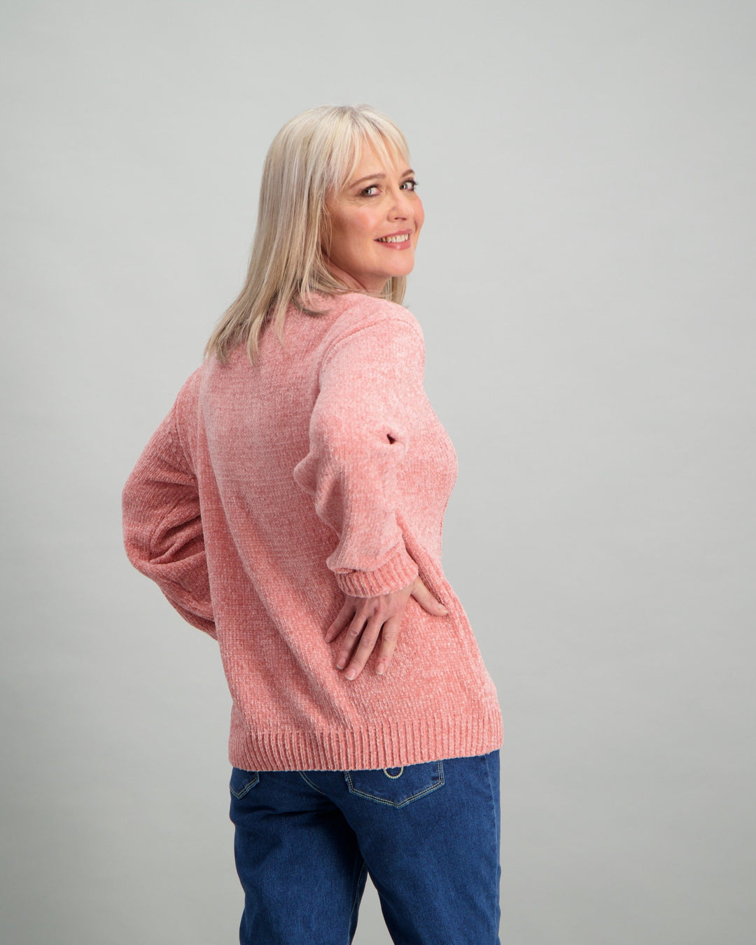 Ladies Chenille Jumper - Dusty Pink
