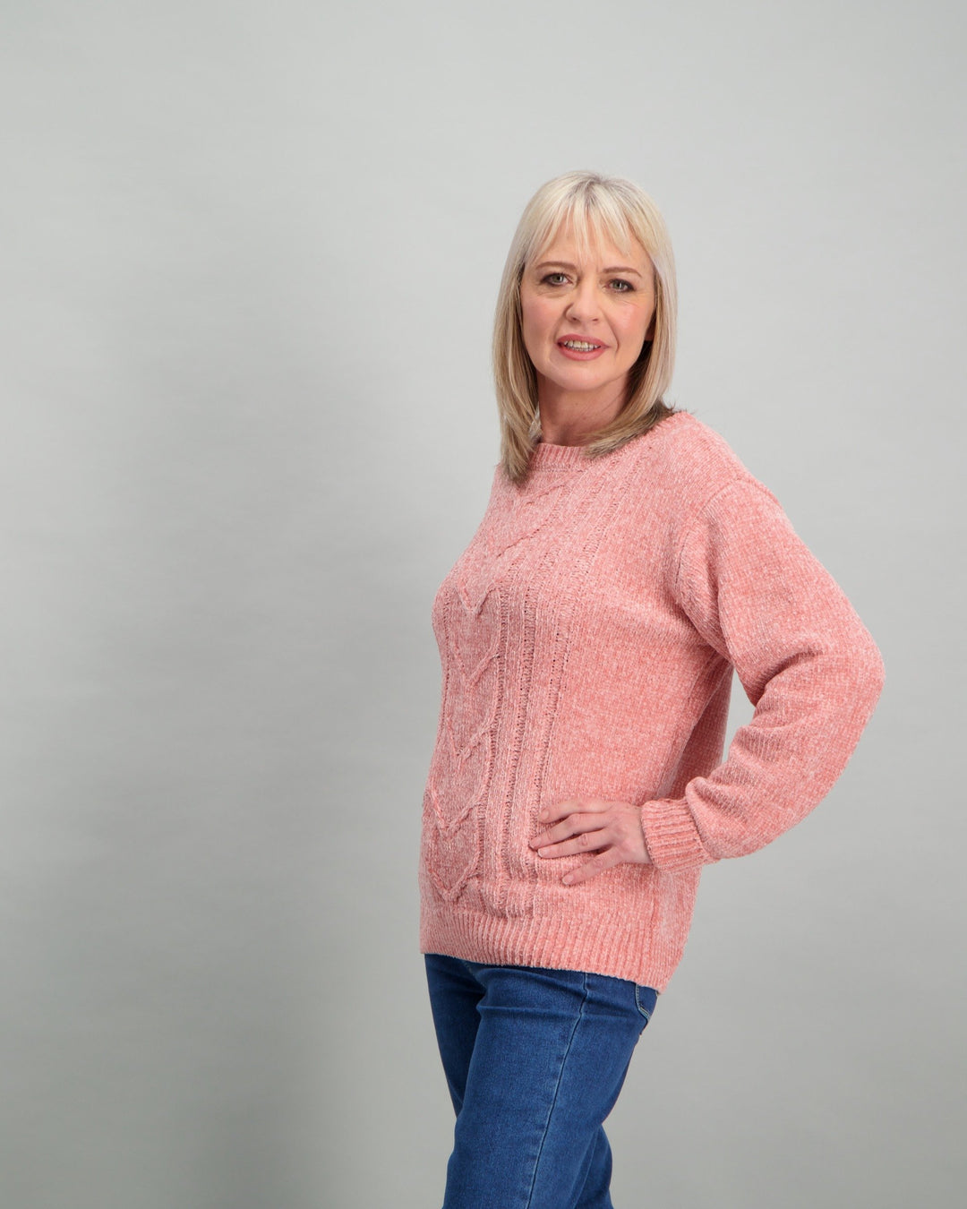 Ladies Chenille Jumper - Dusty Pink
