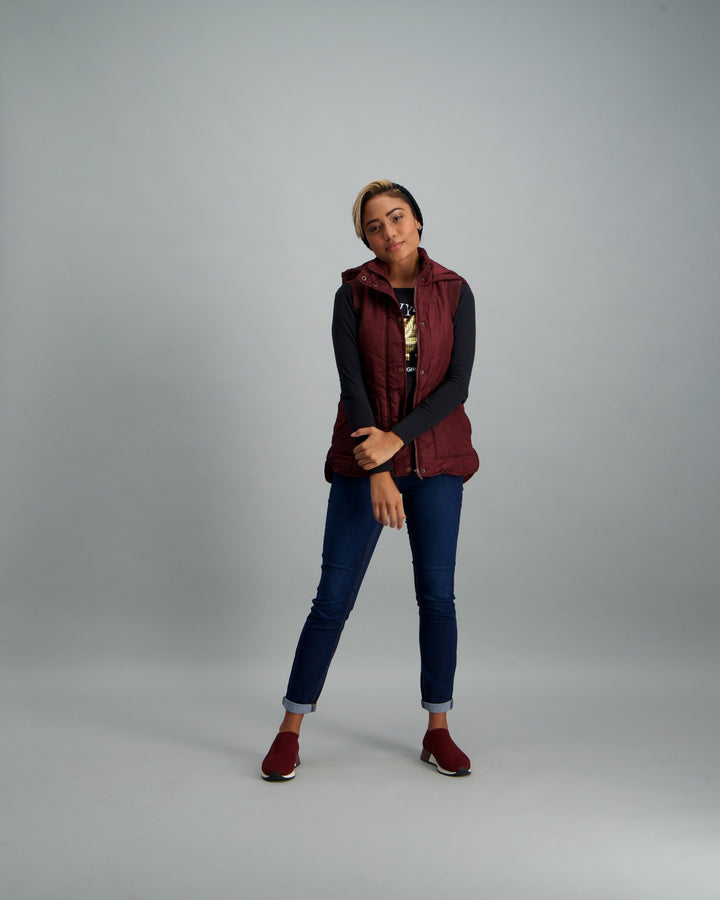 Ladies Basic Gilet - Burgundy
