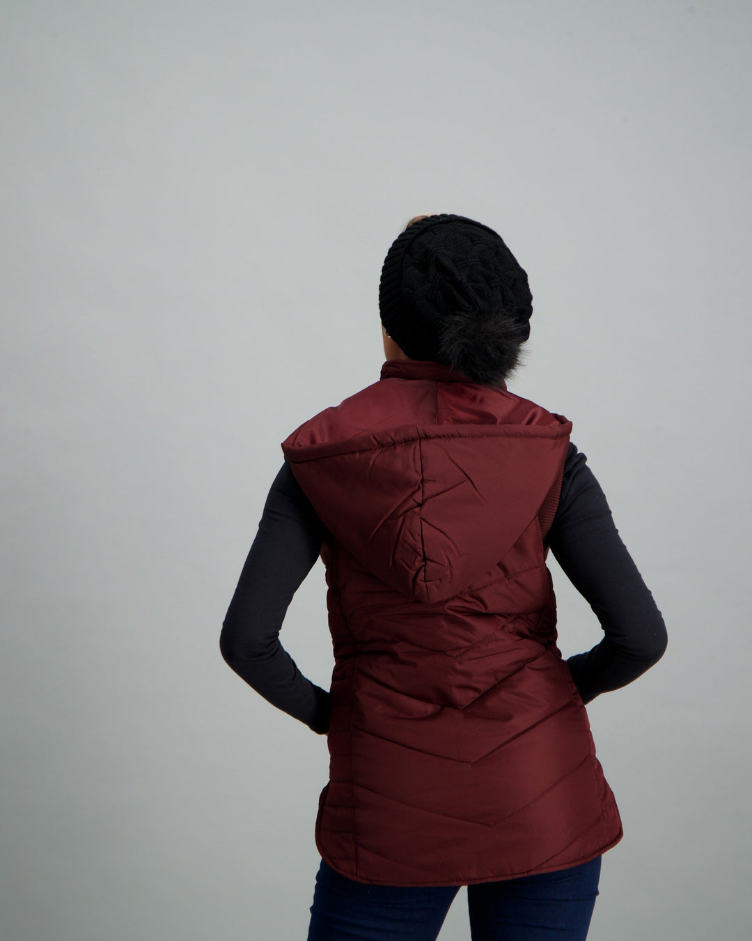 Ladies Basic Gilet - Burgundy