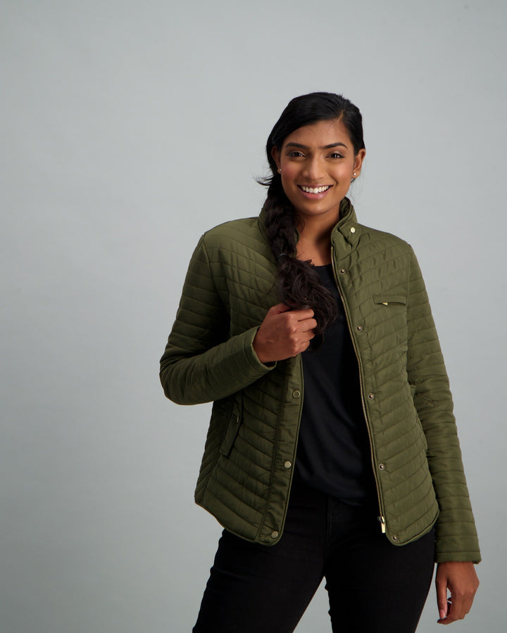 Ladies Basic Puffer Jacket - Khaki