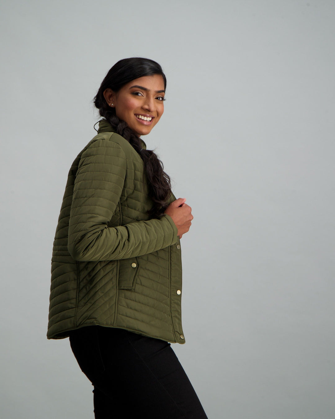 Ladies Basic Puffer Jacket - Khaki