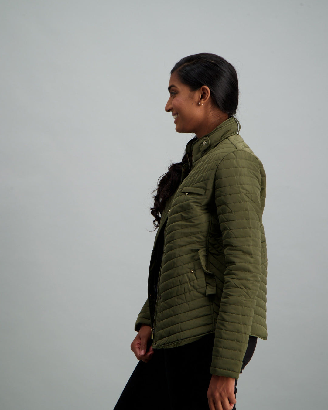 Ladies Basic Puffer Jacket - Khaki