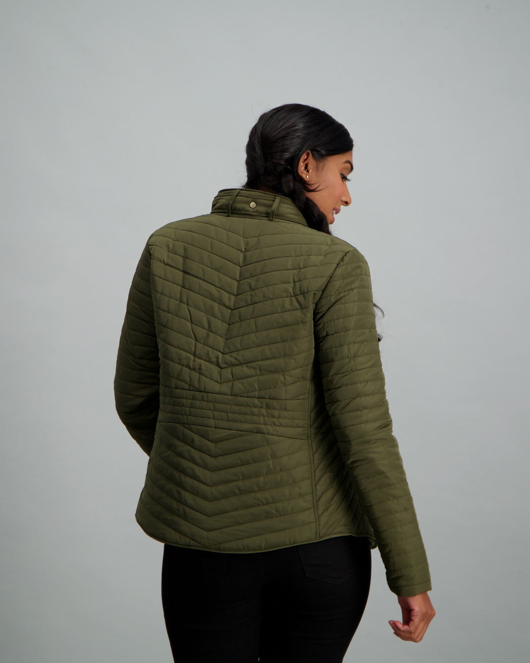 Ladies Basic Puffer Jacket - Khaki