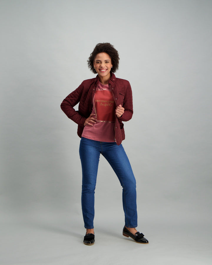 Ladies Basic Puffer Jacket - Burgundy